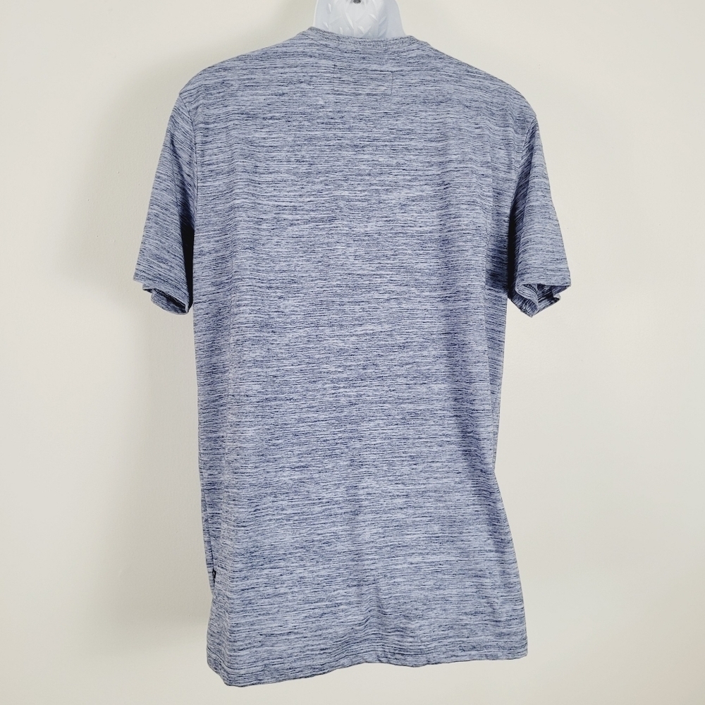 Ferruche Blue Heathered Cotton Blend V Neck‎ T Shirt - Picture 5 of 9